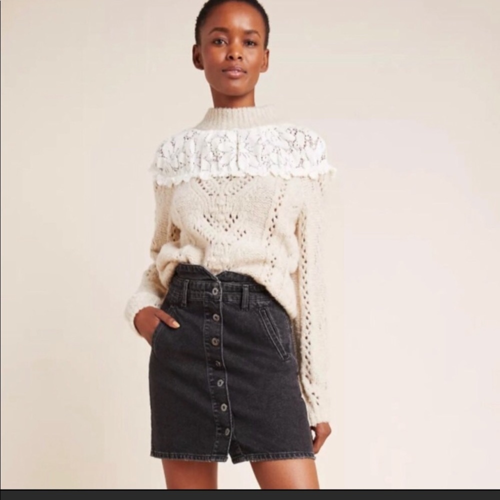Pilcro Button Front Denim Mini Skirt